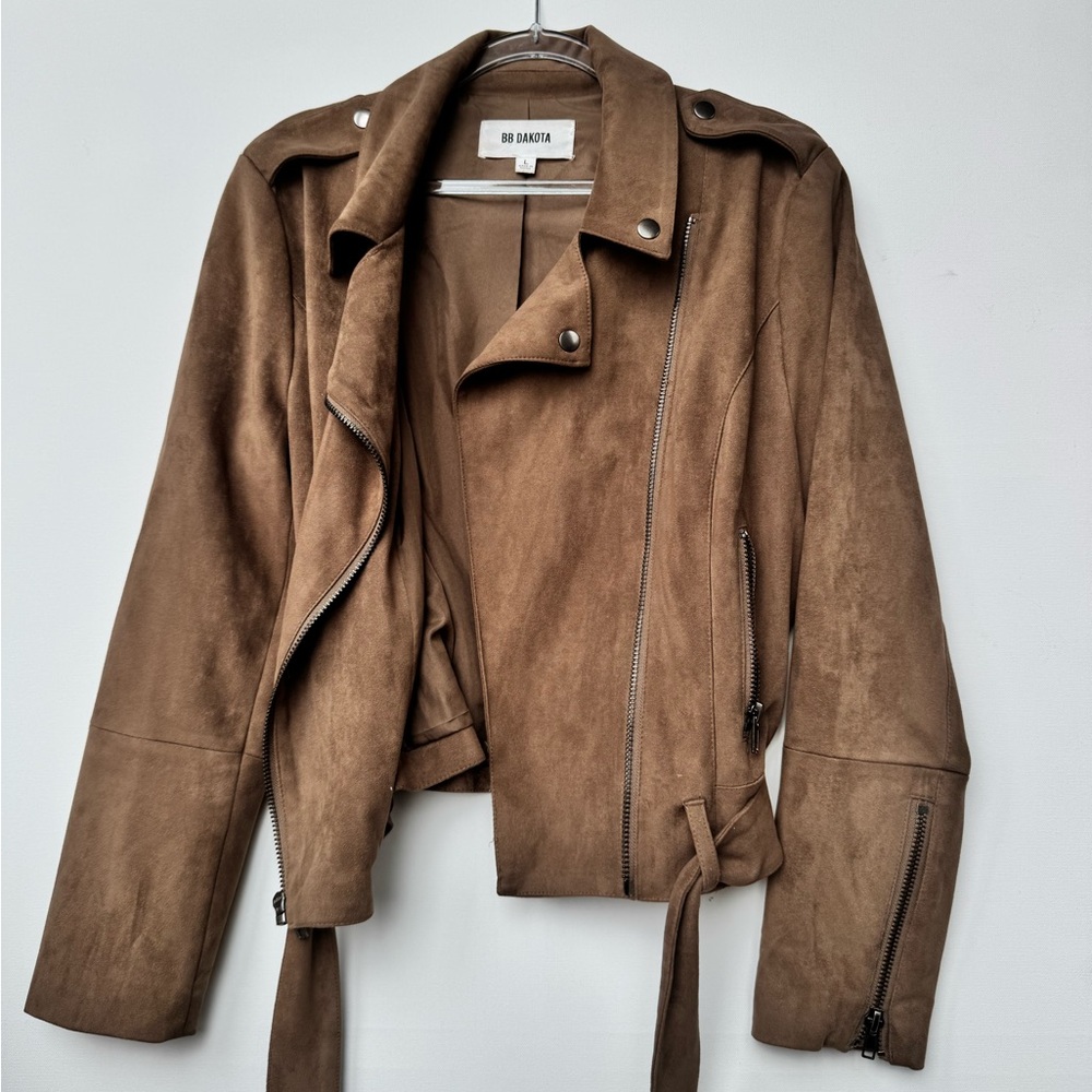 BB Dakota, Not Your Baby Heavy Faux Suede Moto Jacket, Size‎ L